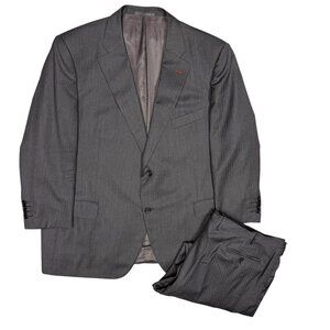 VASSI Couture Suit 2pc Super 130s Made in Italy Grey 52R 46x30